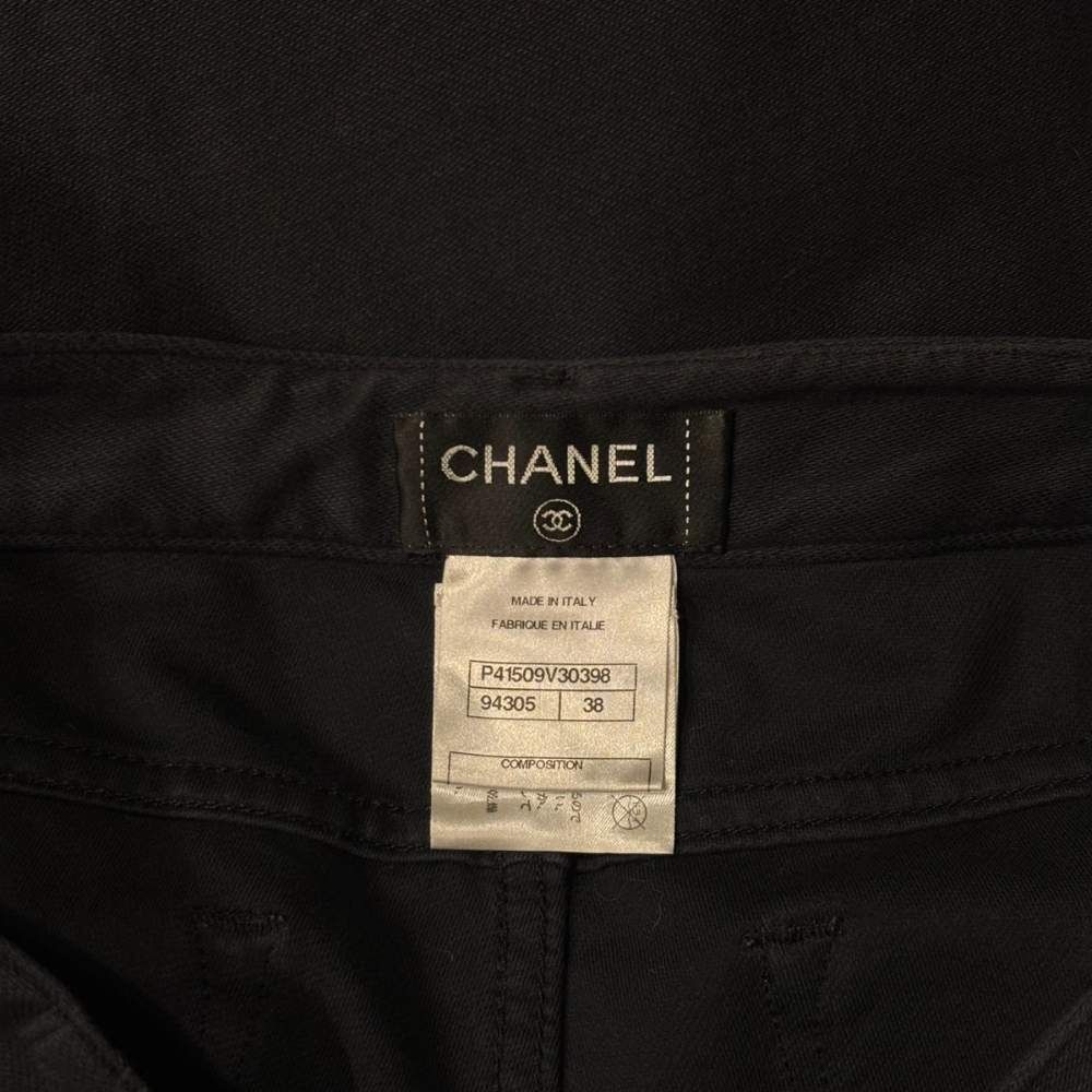 Chanel Tapered Pants Trousers CC Logo Black 38 — view 6