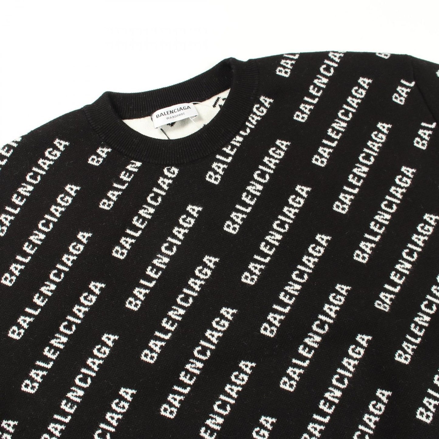 Balenciaga Knit Overall Logo Crew Neck Cotton Wool — view 6