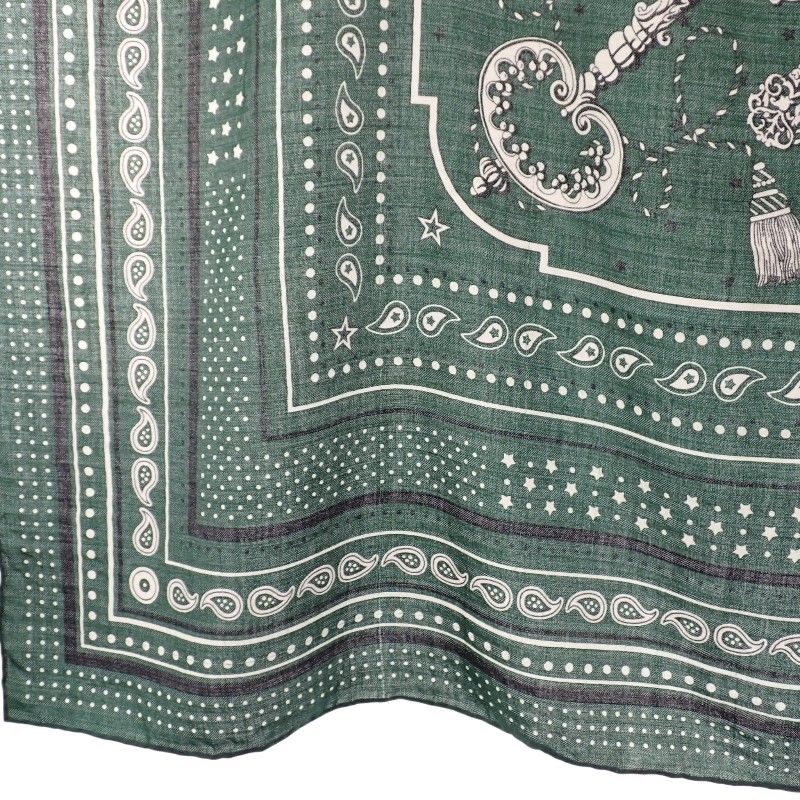 Hermes Carre Geant les Bandana Large Shawl Scarf Cashmere Silk Green — view 9