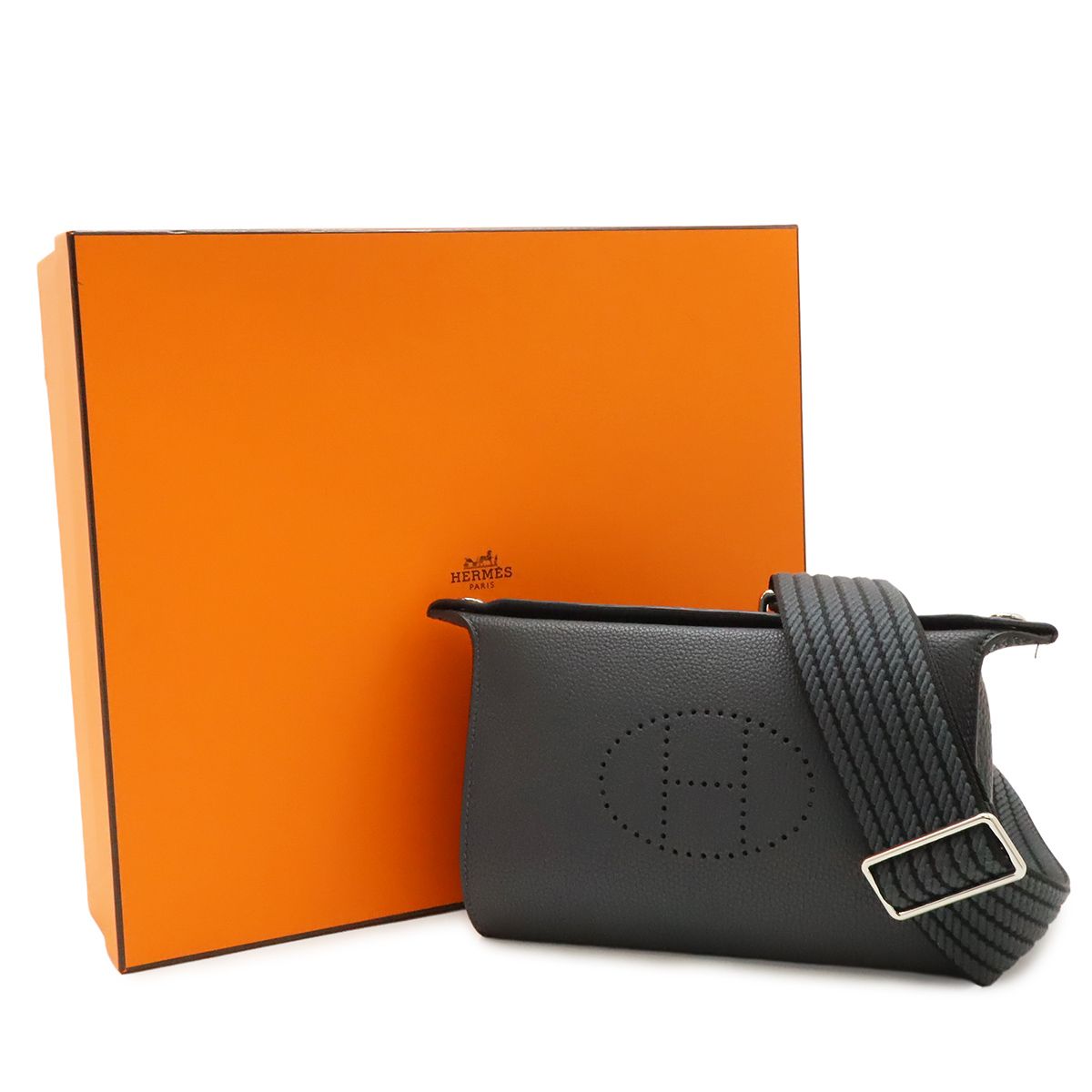 Hermes Vido Posh Evelyne Shoulder Bag Togo Grimisty Gray Silver — view 8