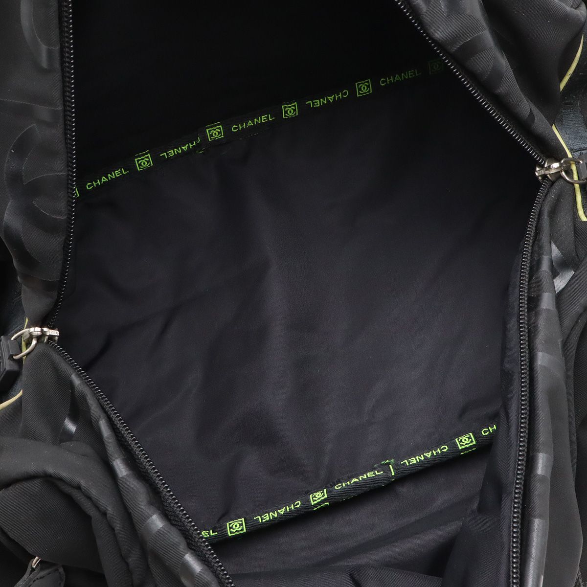 Chanel Sports Line CC Logo Boston Bag 2-Way Rubber Nylon Black Yellow — view 9