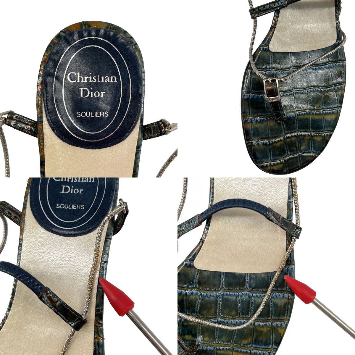 Dior Logo Chain Strap Sandals 35 Blue Green — view 8