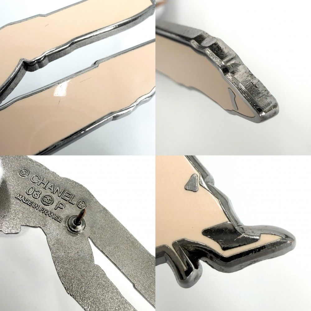 Chanel Brooch CC Logo Mademoiselle Coco Beige Silver — view 7
