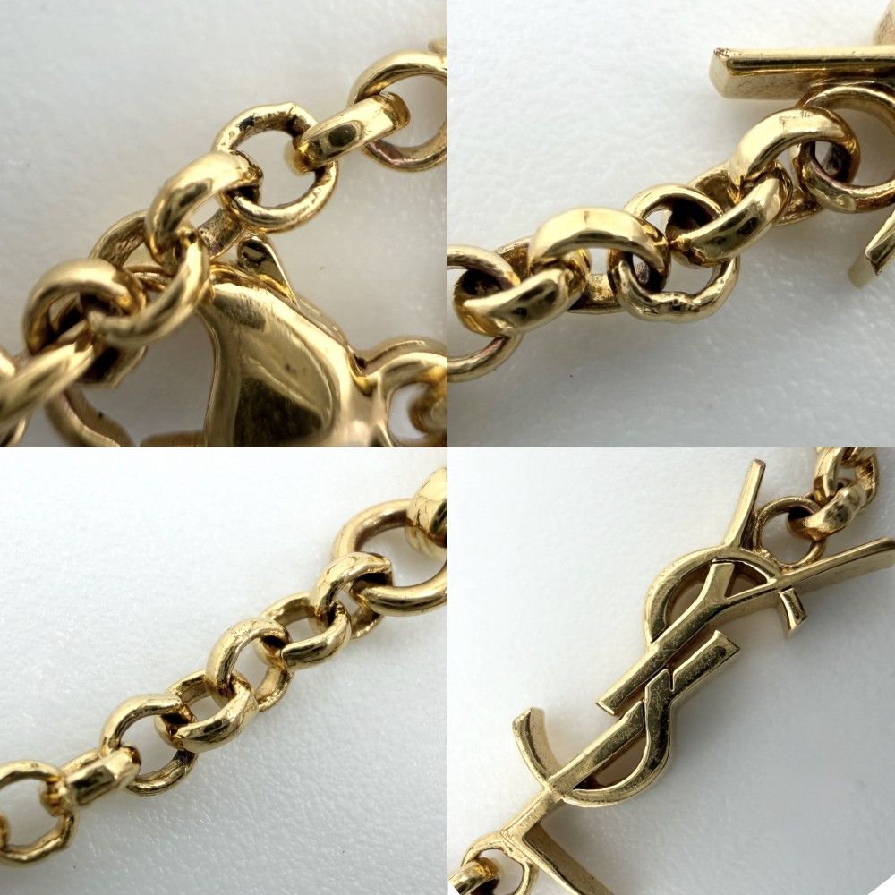 Saint Laurent Paris Bracelet Cassandra YSL Logo Star M Multi Charm Gold — view 4
