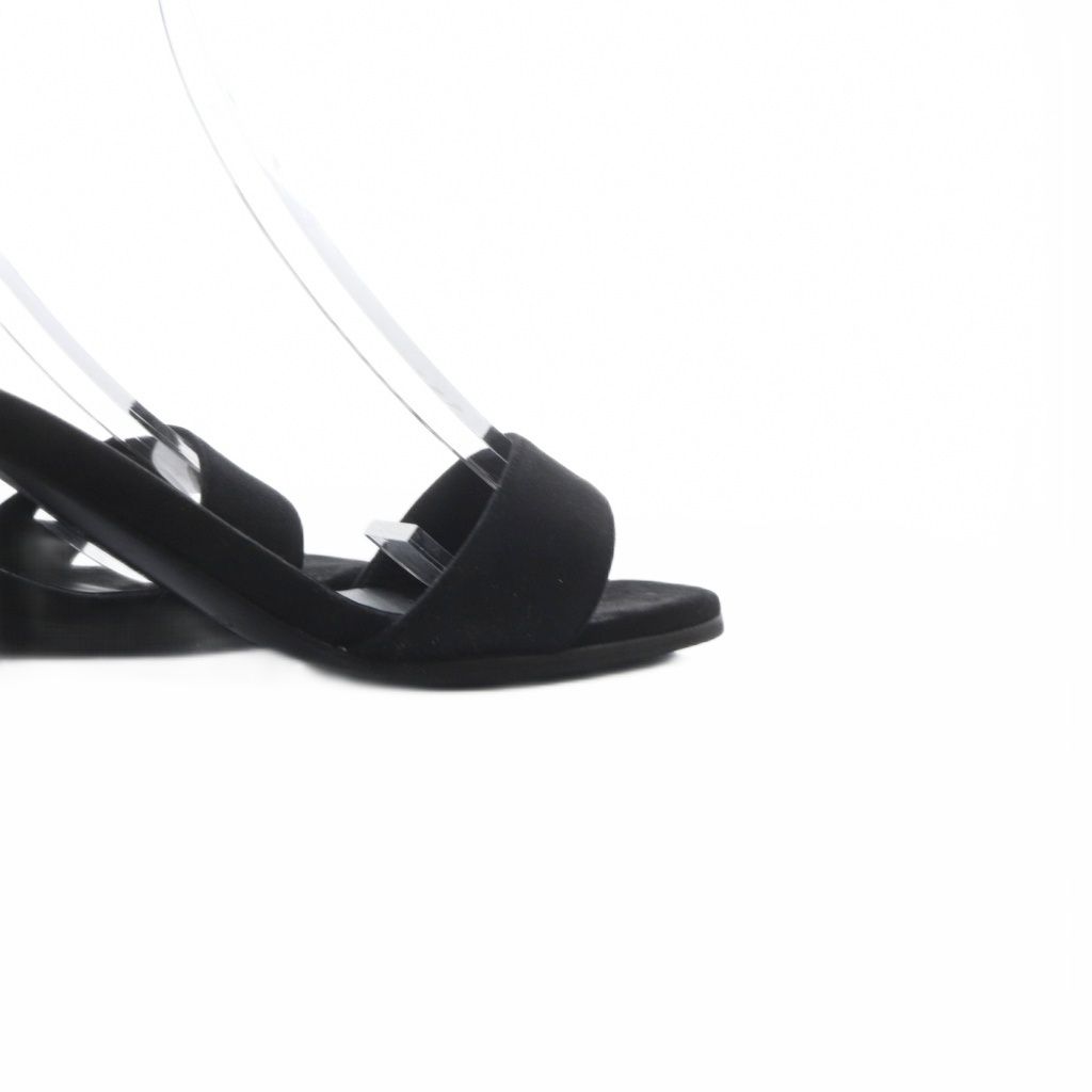Hermes Glam 60 Chaine D'ancre Sandals Chunky Heels Ankle Strap Suede 36 Black — view 9