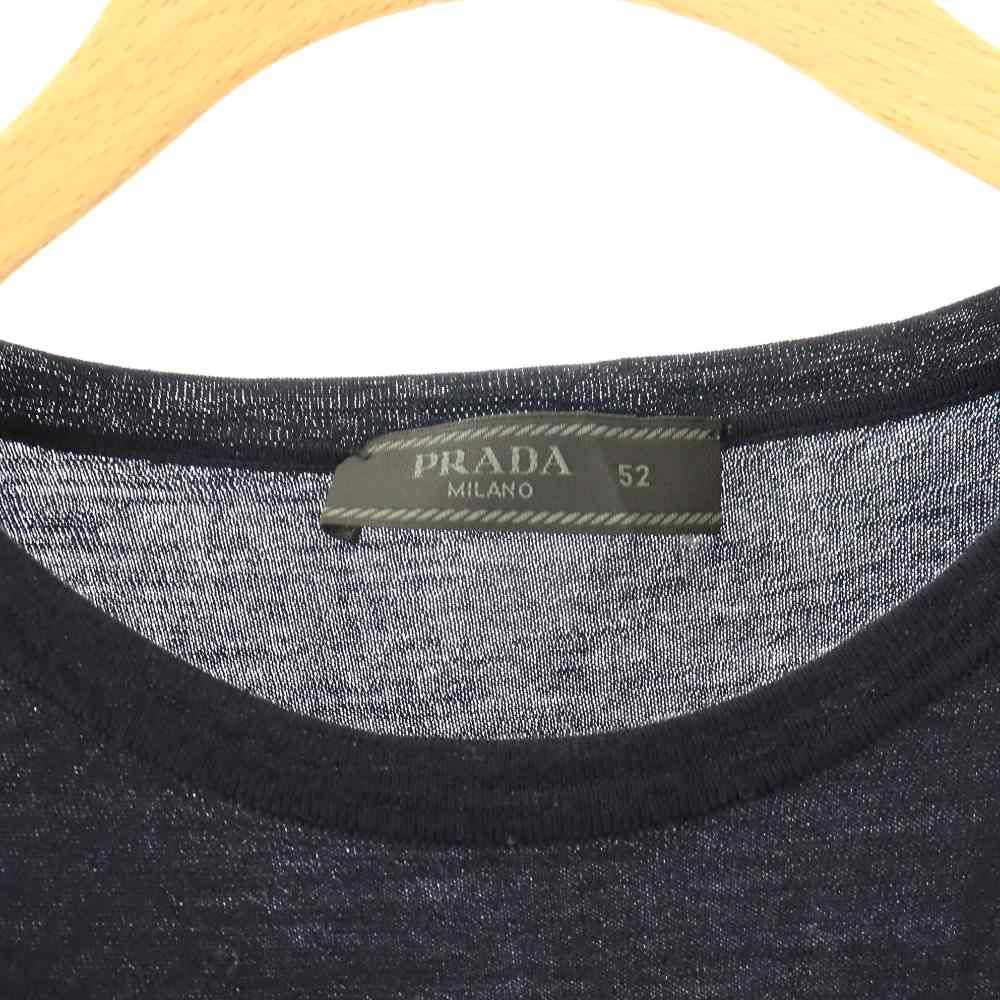 Prada Summer Knit Sweater Short Sleeve Wool 52 Dark Navy ES — view 5
