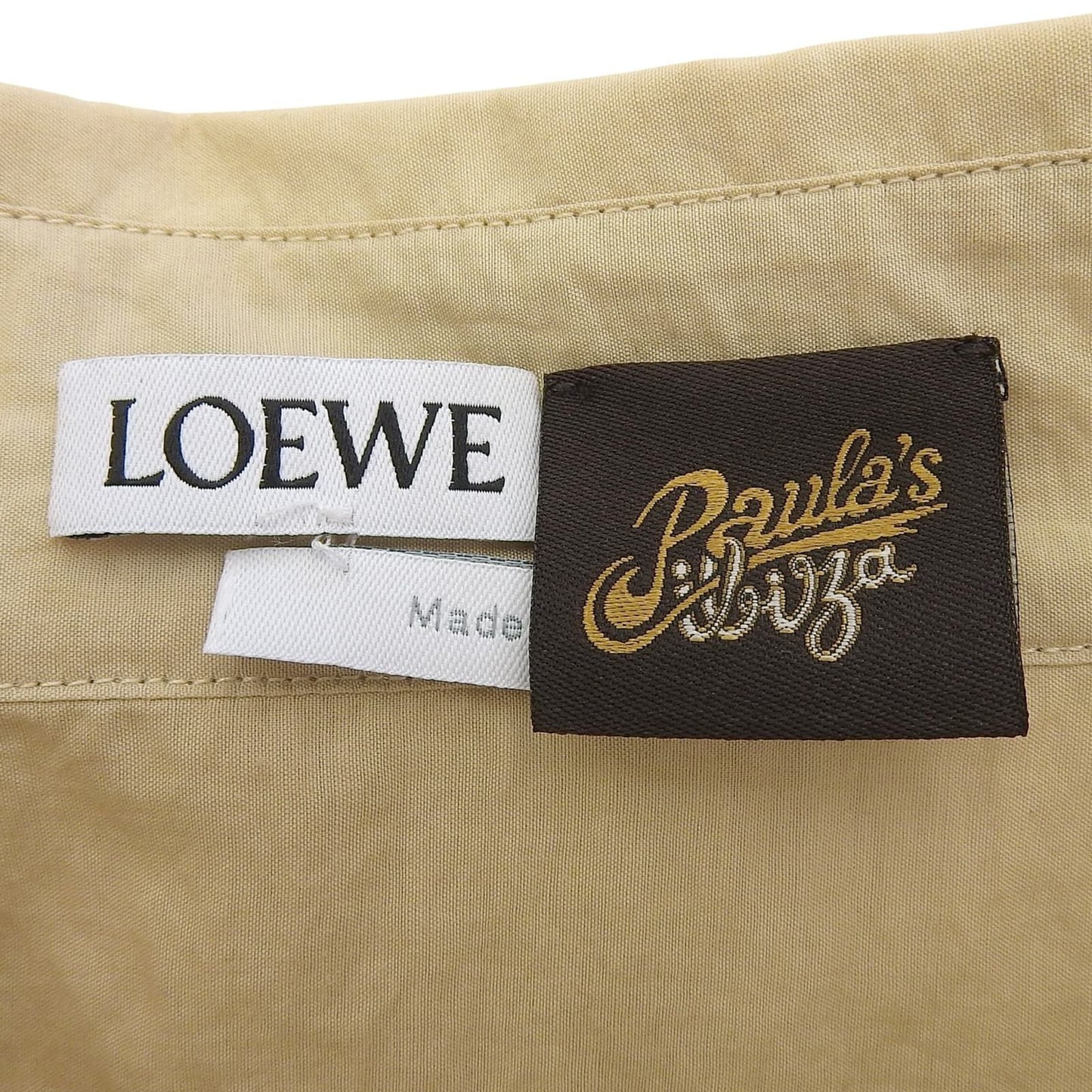 Loewe Paulas Ibiza Cotton Anagram Embroidery Long Sleeve Shirt Beige 38 — view 8