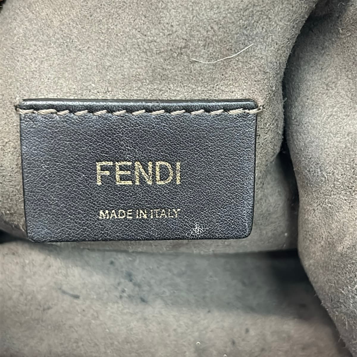Fendi Handbag Mini Mon Tresor Zucca Pattern Brown Drawstring Embossed Leather — view 9