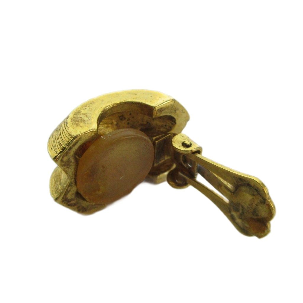 Dior Earrings Clip on Log Vintage Gold — view 5
