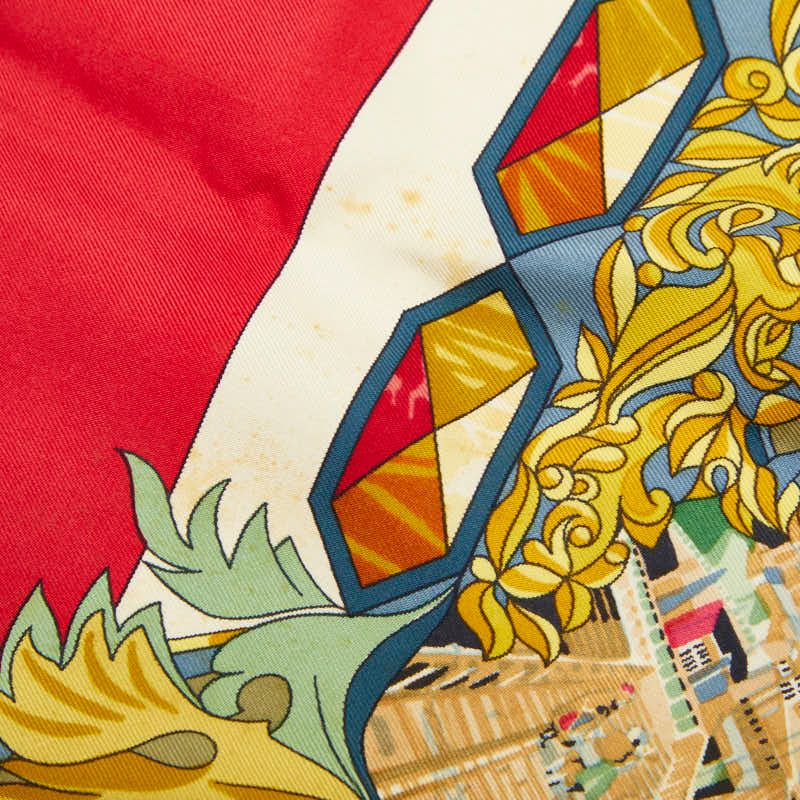 Hermes Carre 90 L'entente Cordiale Franco British Alliance Scarf Multicolor Red — view 5
