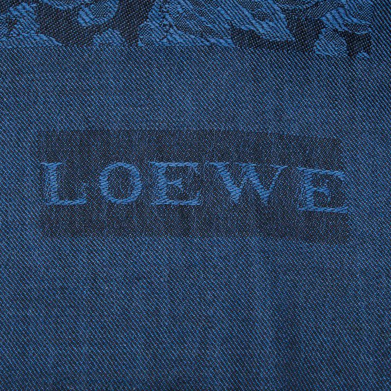 Loewe Anagram Flower Motif Shawl Navy Scarf — view 3