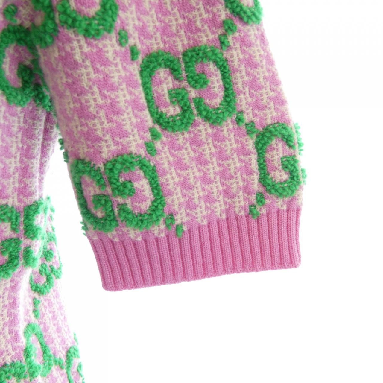 Gucci GG Houndstooth Wool Cles Top Knit Sweater — view 6