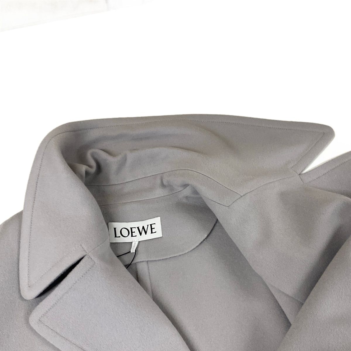 Loewe Coat 32 XS Pebble Pea Light Gray Long Sleeve Double Wool — view 9