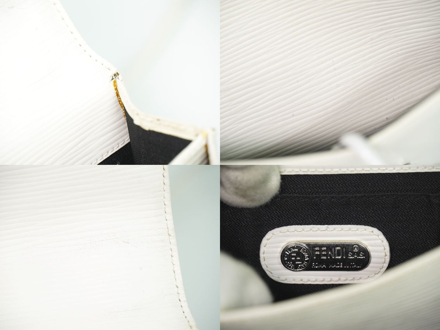 Fendi Leather Shoulder Bag Pochette White — view 9