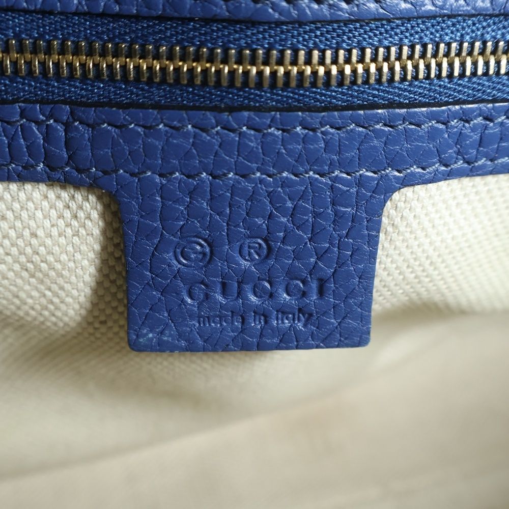 Gucci Soho Chain Shoulder Bag Blue Leather Gold — view 6