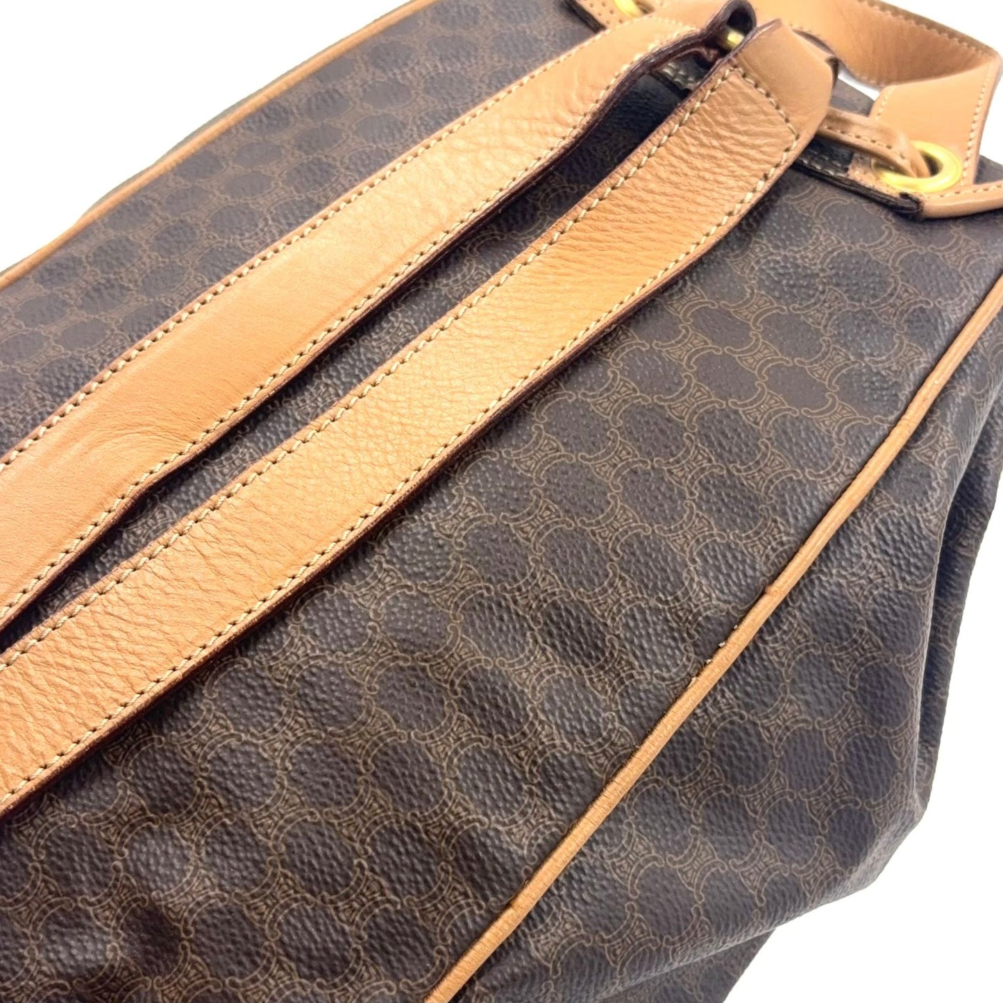 Celine Macadam Pattern Brown Backpack Gold — view 9