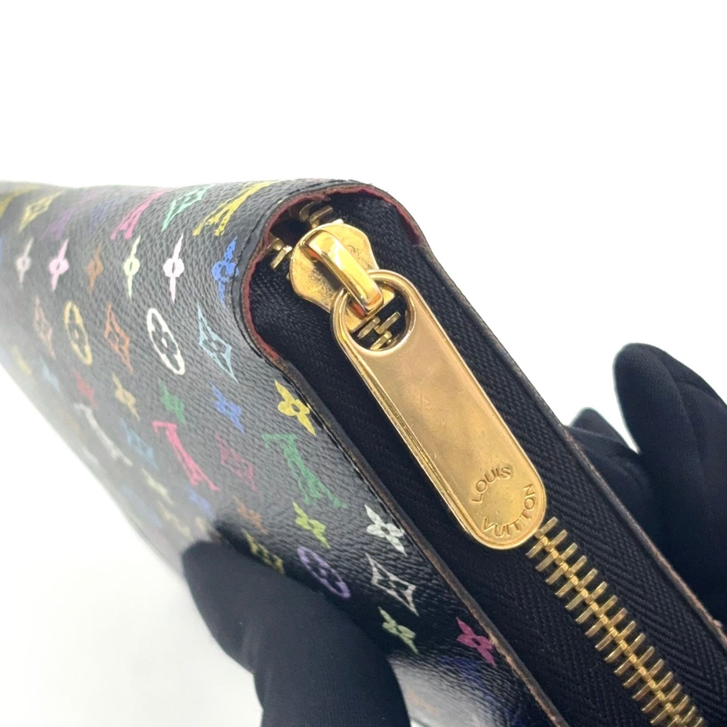 Louis Vuitton Zippy Wallet Monogram Multicolor Noir Grenade Black Round Gold — view 9