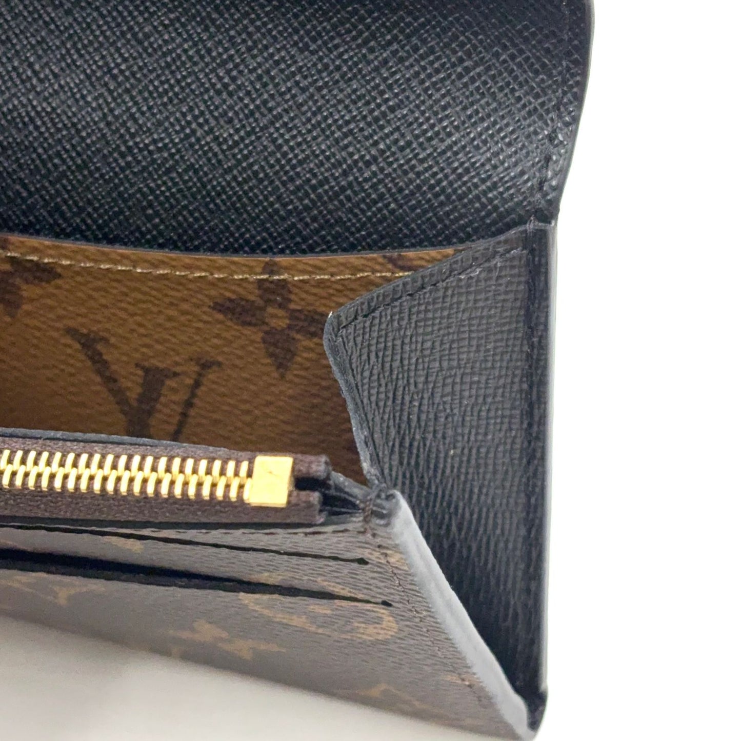 Louis Vuitton Portefeuille Emily Monogram Reverse Brown Wallet Gold — view 9