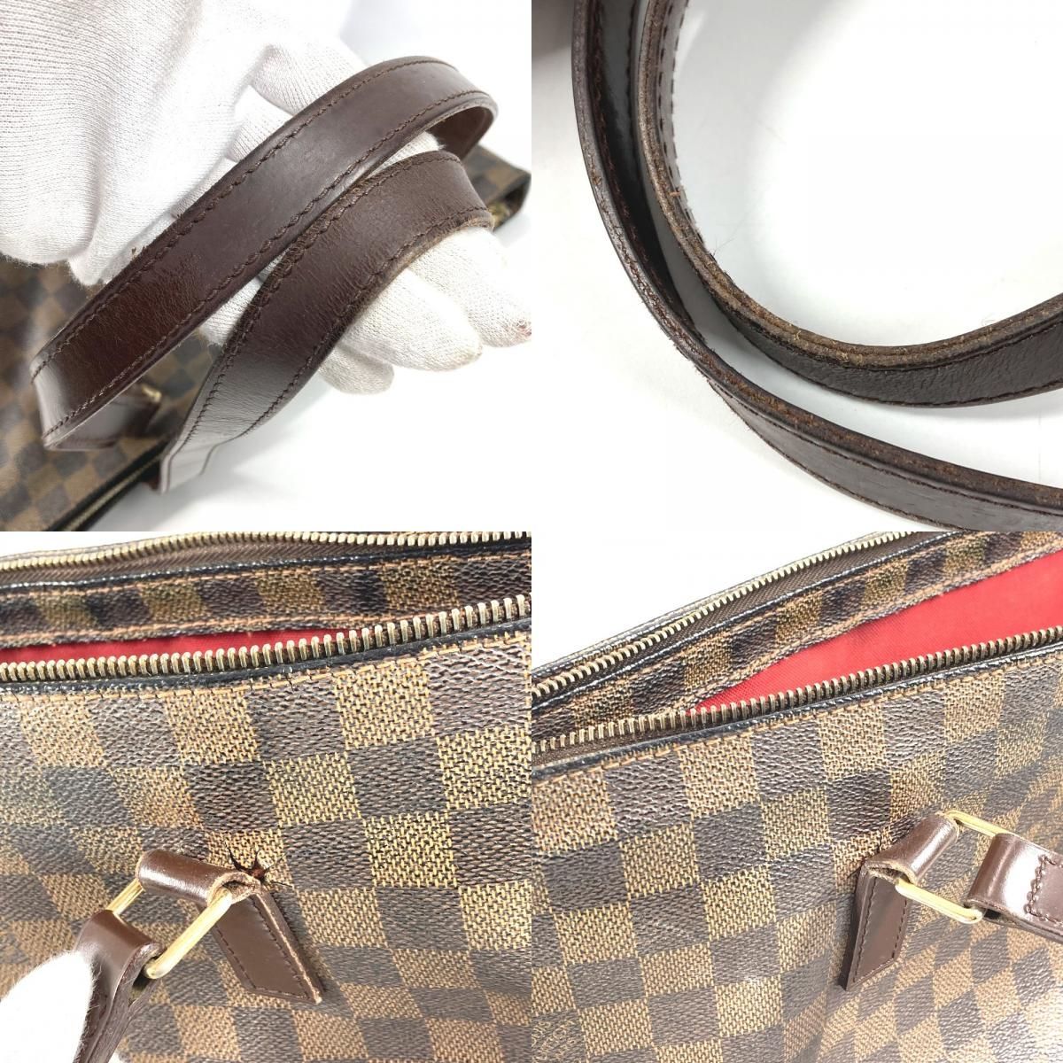 Louis Vuitton Shoulder Bag Cabas Mezzo Damier Canvas Ebene Brown — view 9
