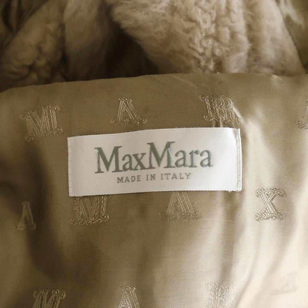 Max Mara Teddy Bear Boa Double Breasted Poncho Cape Beige — view 8