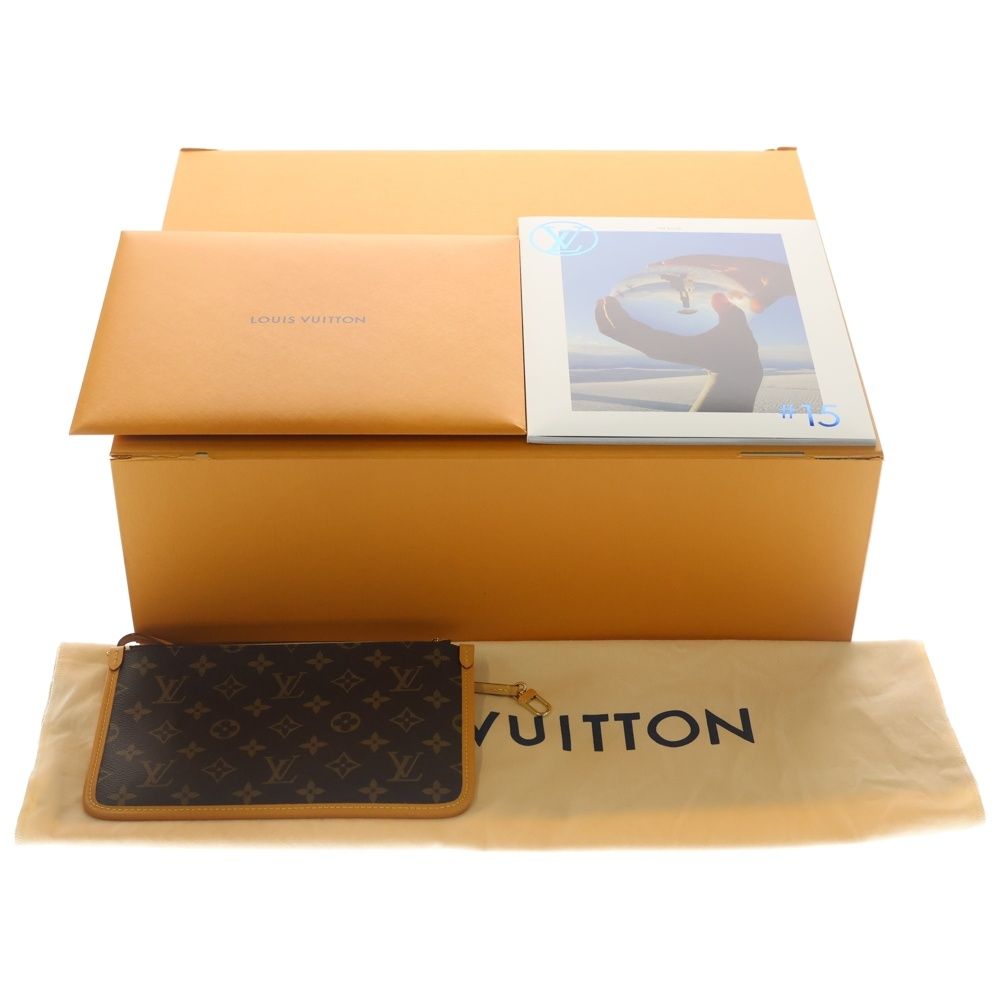 Louis Vuitton Monogram Carry All NM MM Shoulder Bag Brown Leather Gold — view 6