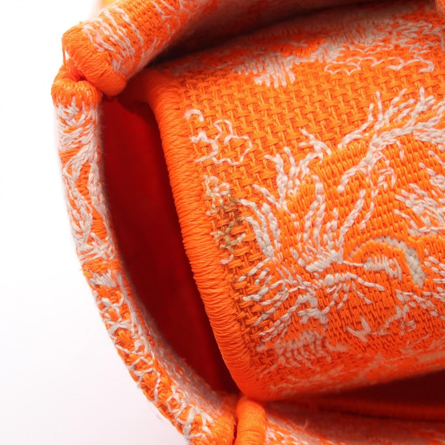 Dior Handbag Lady D-lite Midi 2-Way Neon Orange Canvas Tote — view 7