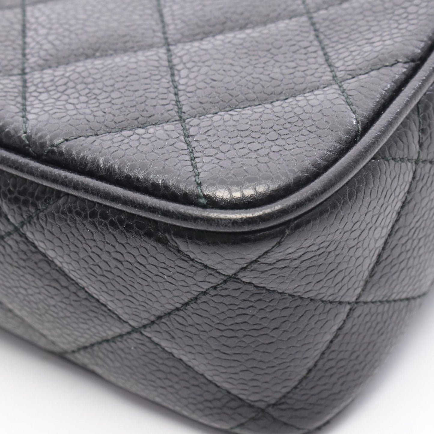 Chanel Shoulder Bag Quilted Cocobol Mini Black Caviar Leather Diamond Stitch — view 8