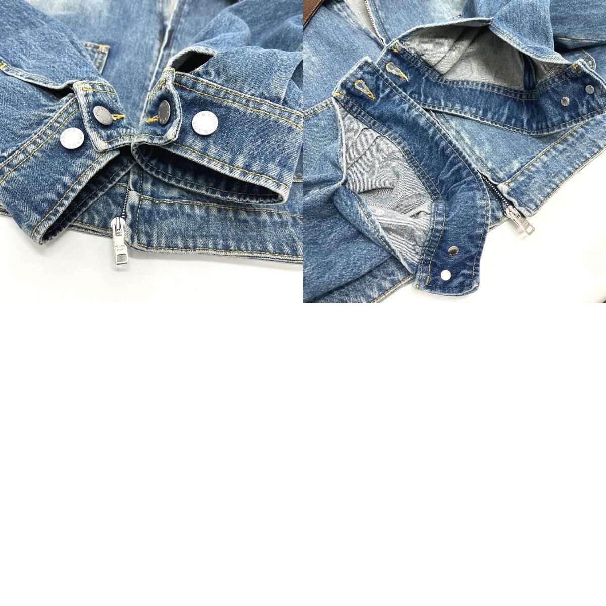 Prada Jacket Triangle Plate Collar Leather Cotton Blue — view 9