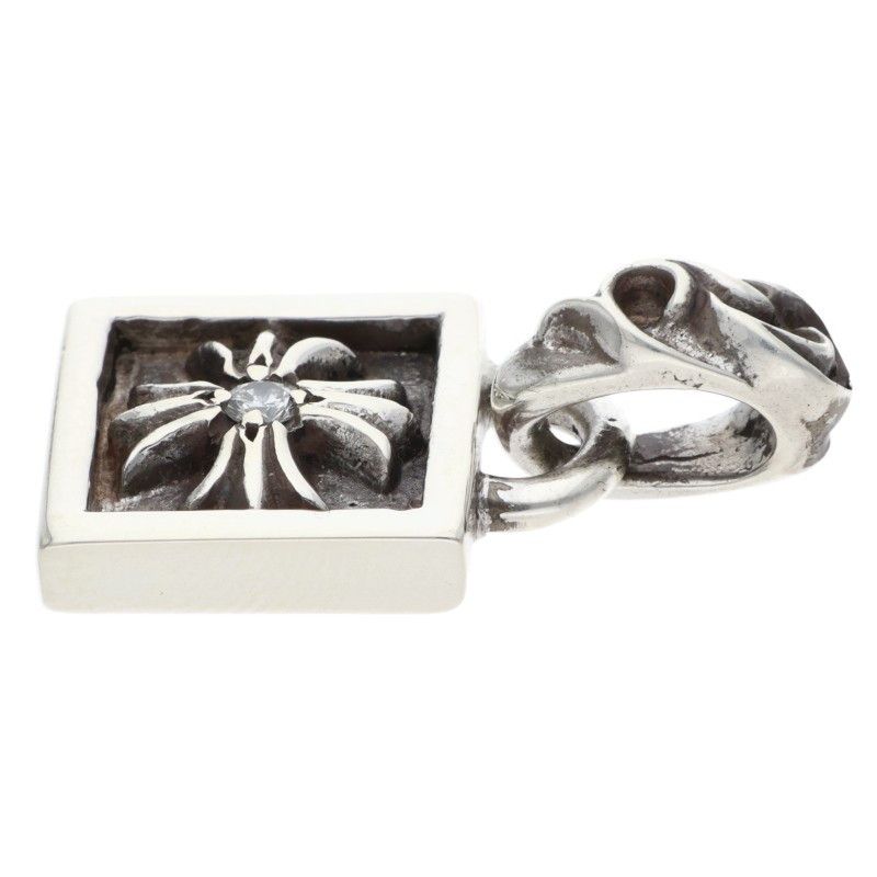 Chrome Hearts Framed CH Plus Charm Silver Necklace Top — view 5