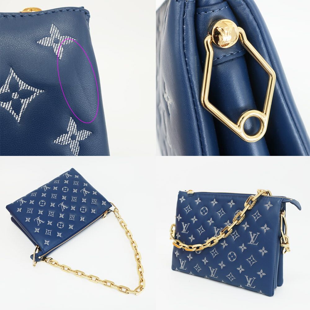 Louis Vuitton Ten Cousin PM Shoulder Bag Monogram Navy Gold Leather Denim — view 9