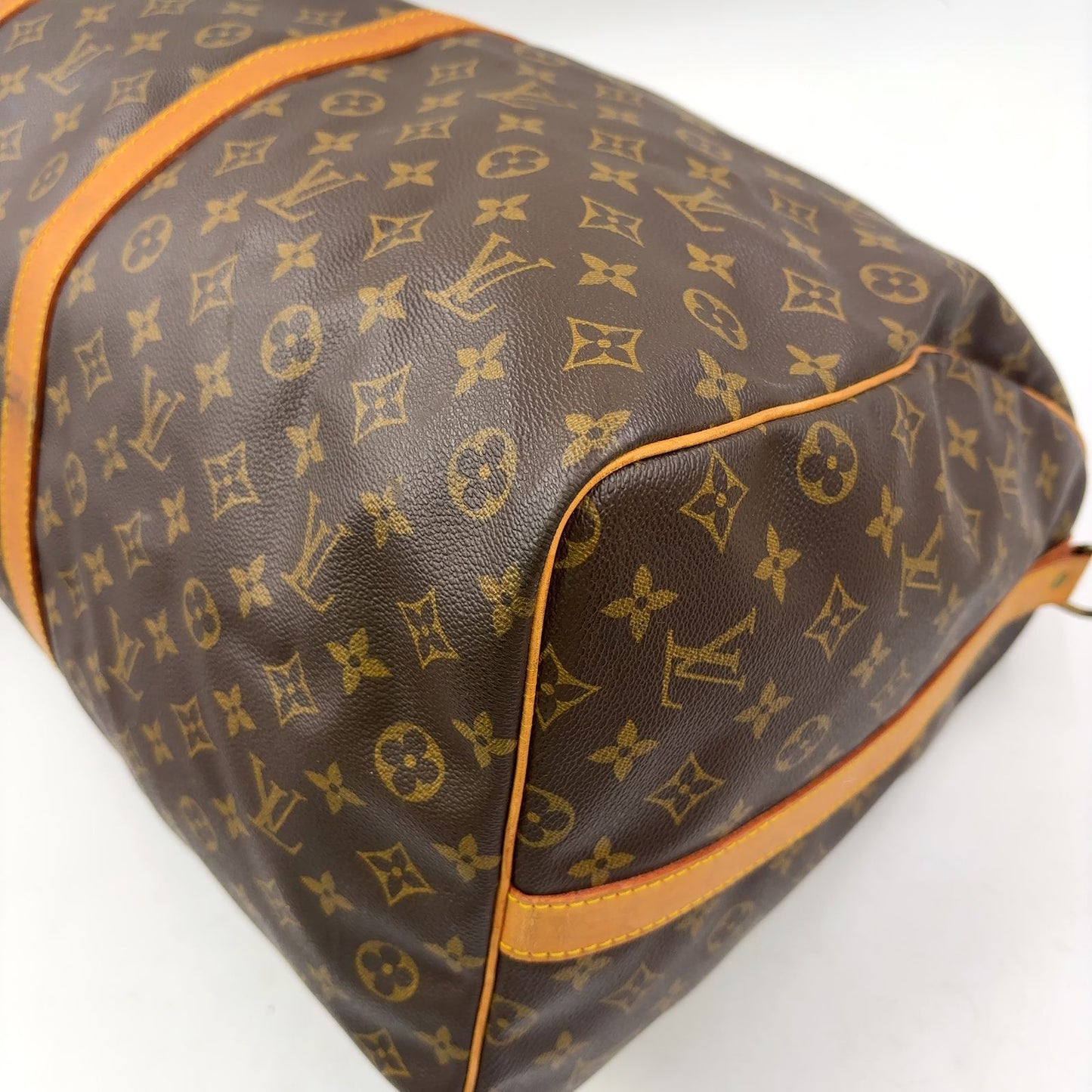 Louis Vuitton Keepall Bandouliere 60 Monogram Leather Brown Boston Bag Gold — view 9
