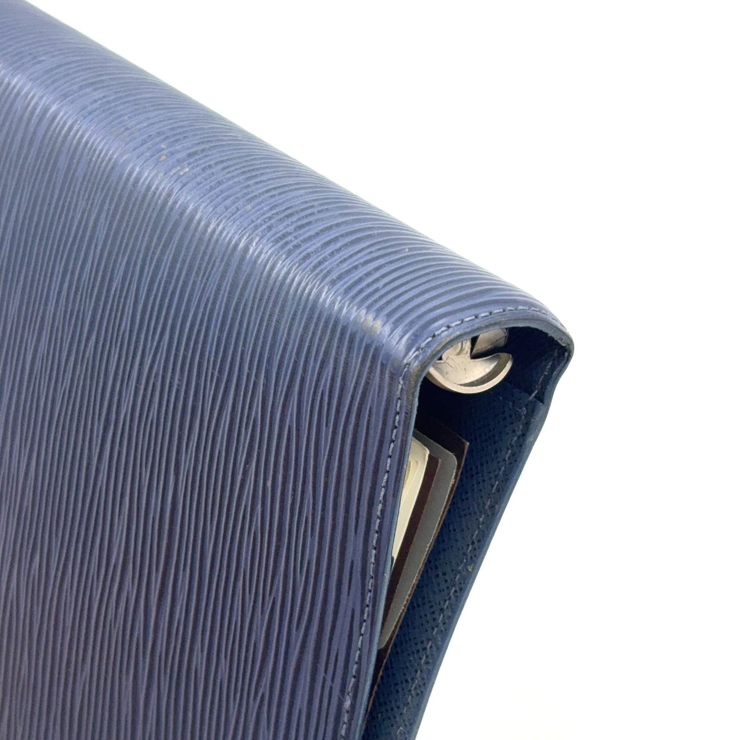 Louis Vuitton Epi Agenda MM 6 Hole Notebook Cover Leather Blue Silver — view 9