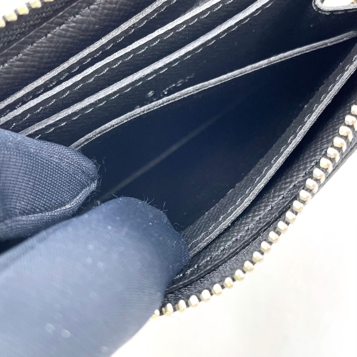 Louis Vuitton Zippy Coin Purse Damier Graphite Black Case Silver — view 9