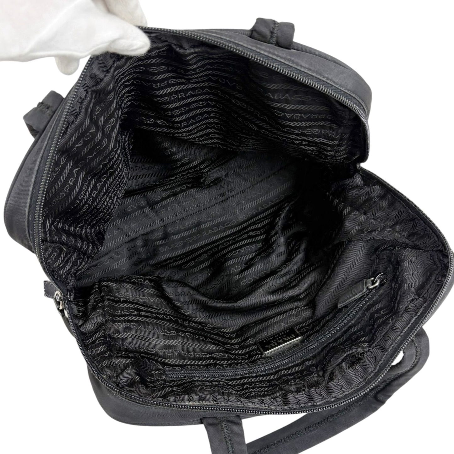 Prada Padlock Mini Tote Black Nero Tessuto — view 9