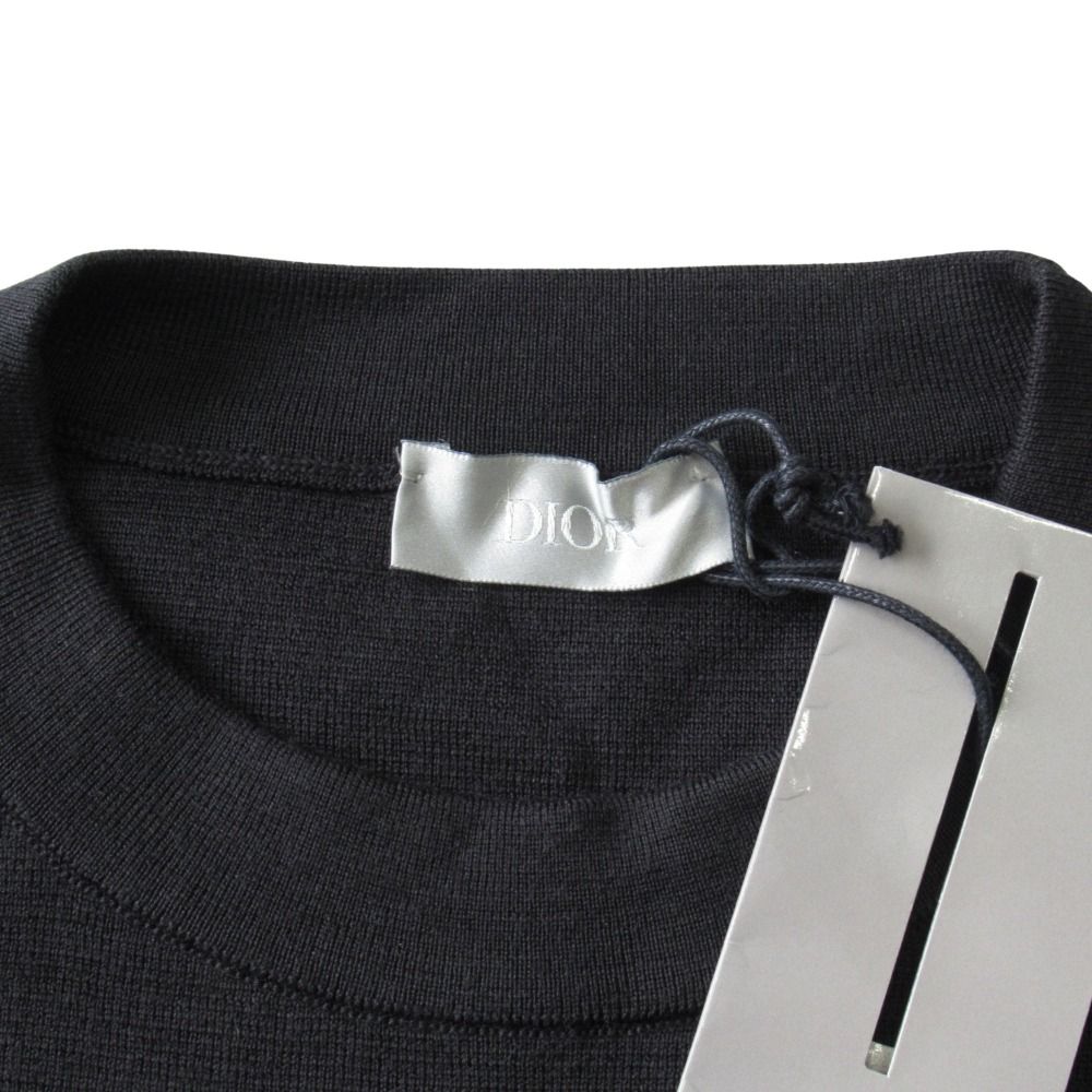 Dior Wool Silk Knit Sweater Top Long Sleeve Logo Patch Archive XS Black — view 7