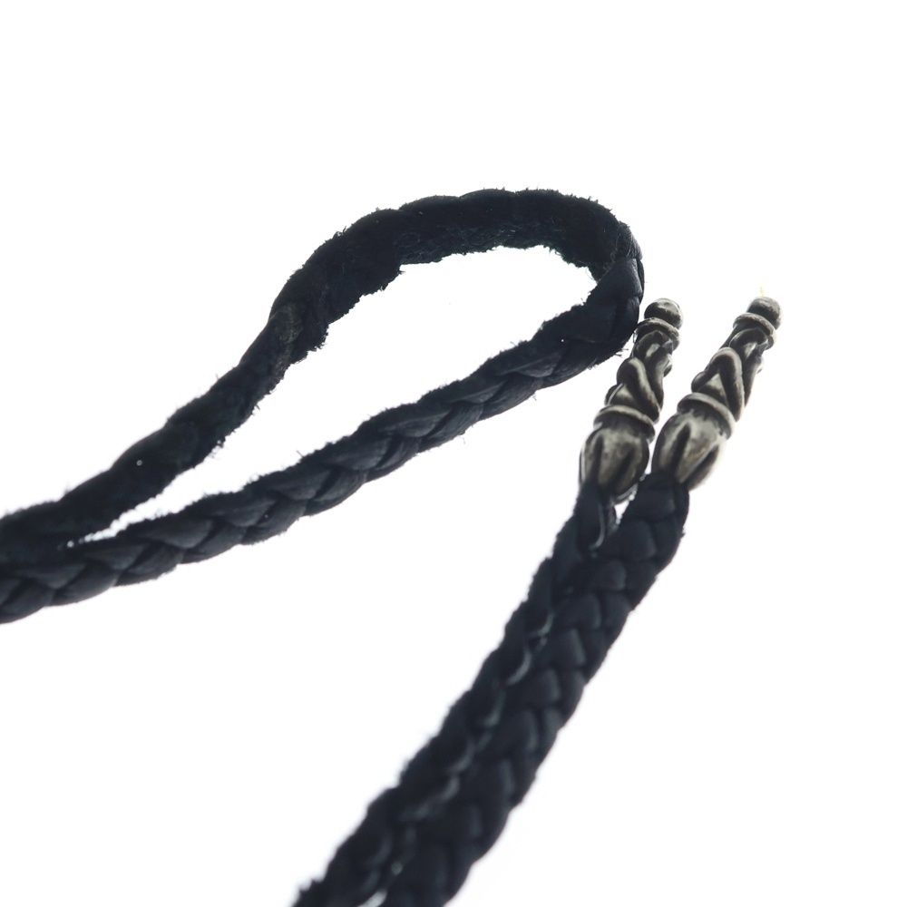 Chrome Hearts Leather Braid Scroll Necklace Black Silver — view 6