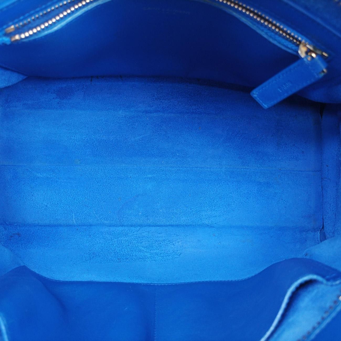 Saint Laurent Yves Baby Cabas Blue Leather Messenger Bag — view 9