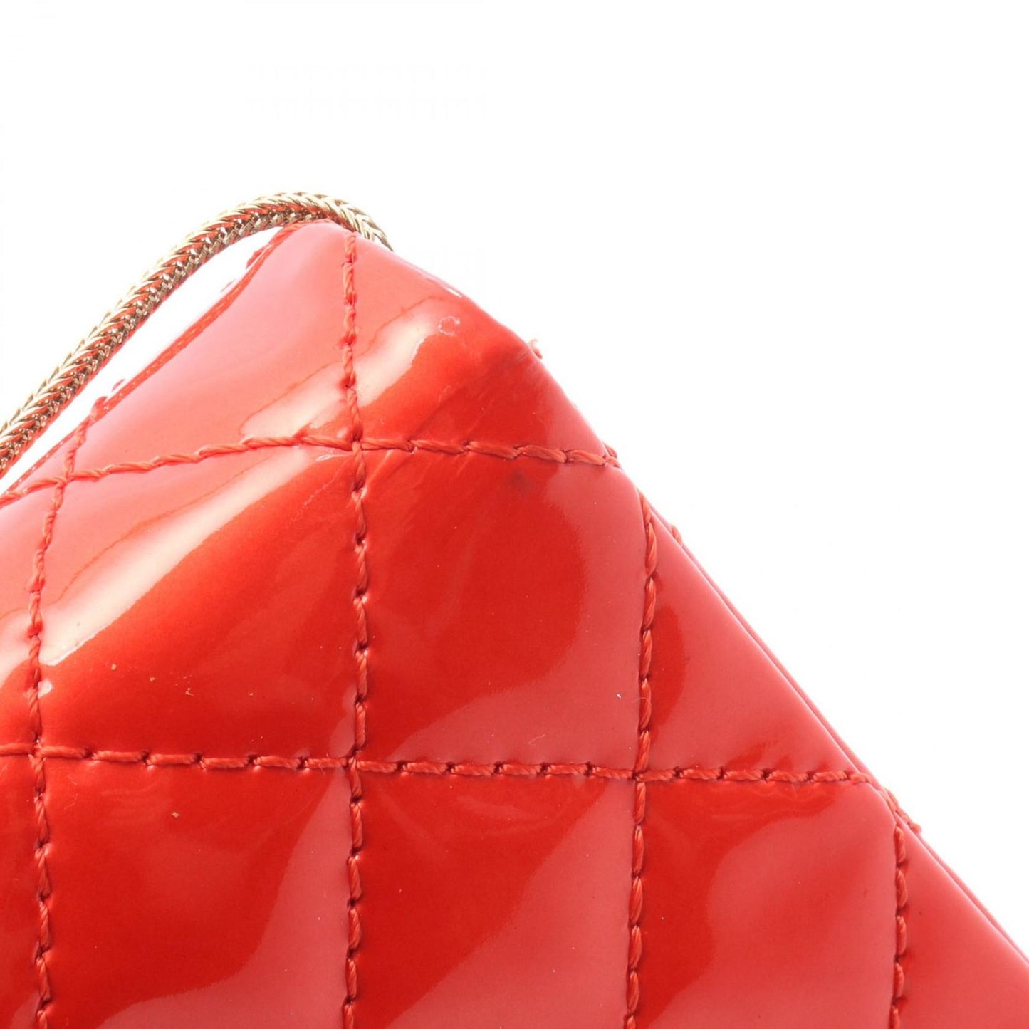 Chanel Shoulder Bag 2.55 Quilted Clutch Red Patent Leather Chain — view 9