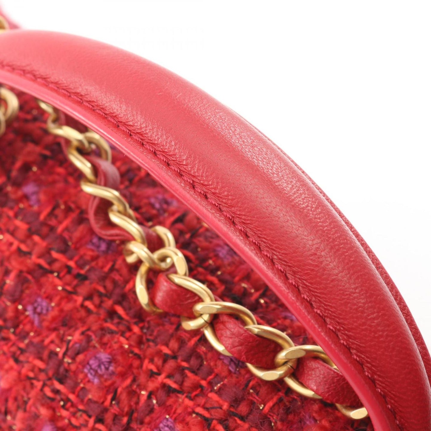 Chanel Shoulder Bag Quilted Mini 2-Way Red Fabric Leather Chain — view 7
