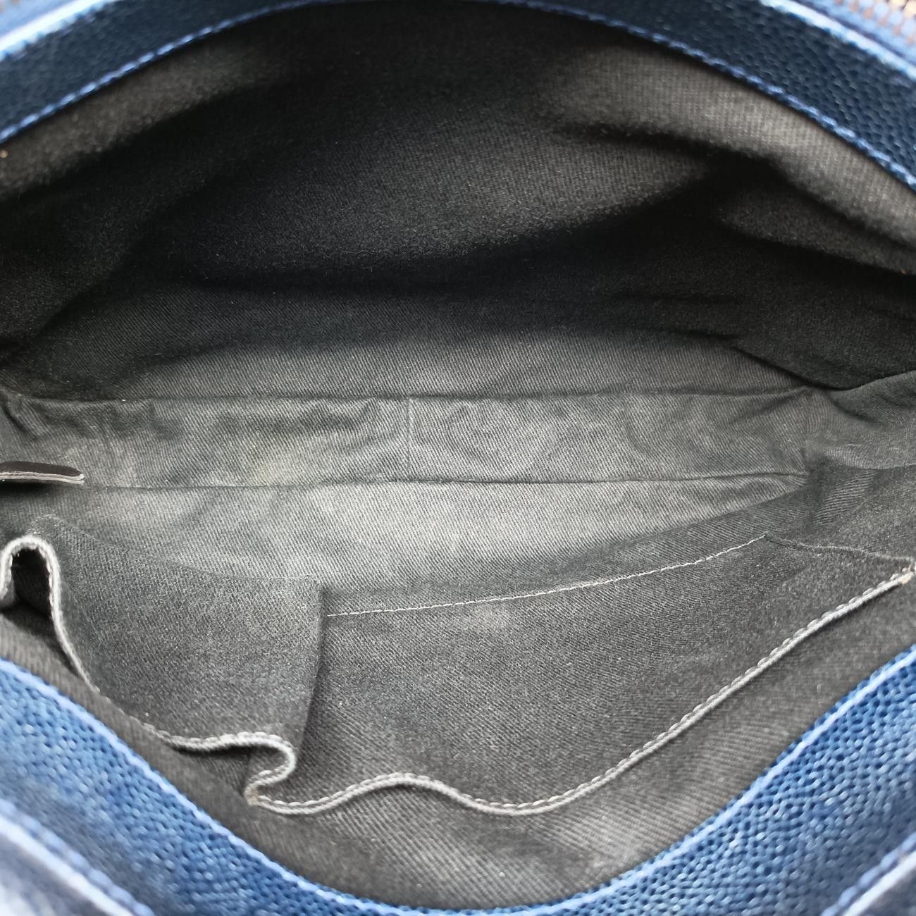 Chanel Quilted Navy Caviar Leather Messenger Bag — view 9