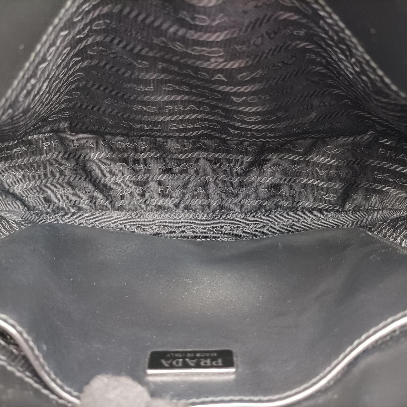 Prada Cles Au Black Brushed Leather Messenger Bag — view 9