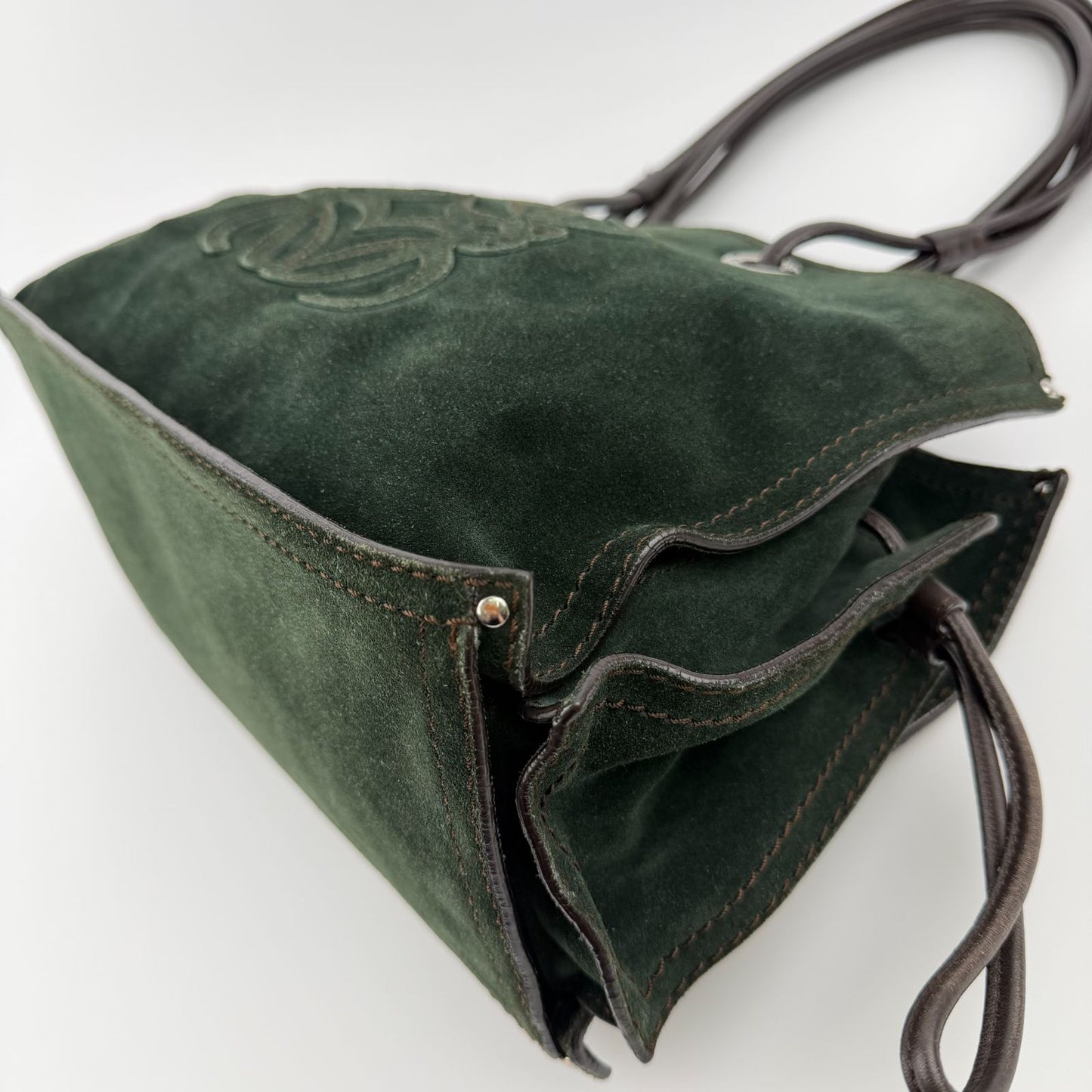 Loewe Anagram Shoulder Bag Green Suede Vintage — view 9