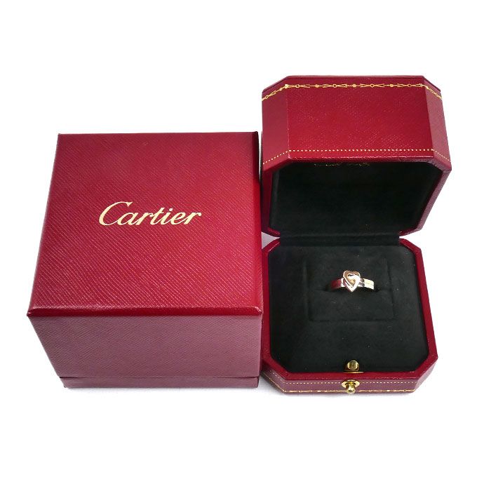Cartier 18k Pink Gold 18k White Double Heart Ring — view 8