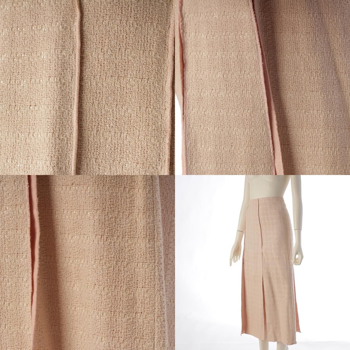 Chanel Wool Linen Jacket Skirt Set Pink 46 — view 9