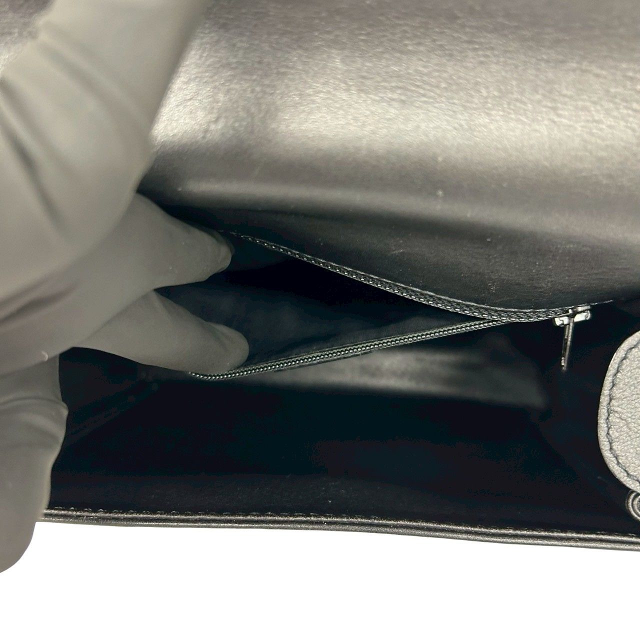 Celine Vintage Logo Ring Leather 2-Way Shoulder Bag Black