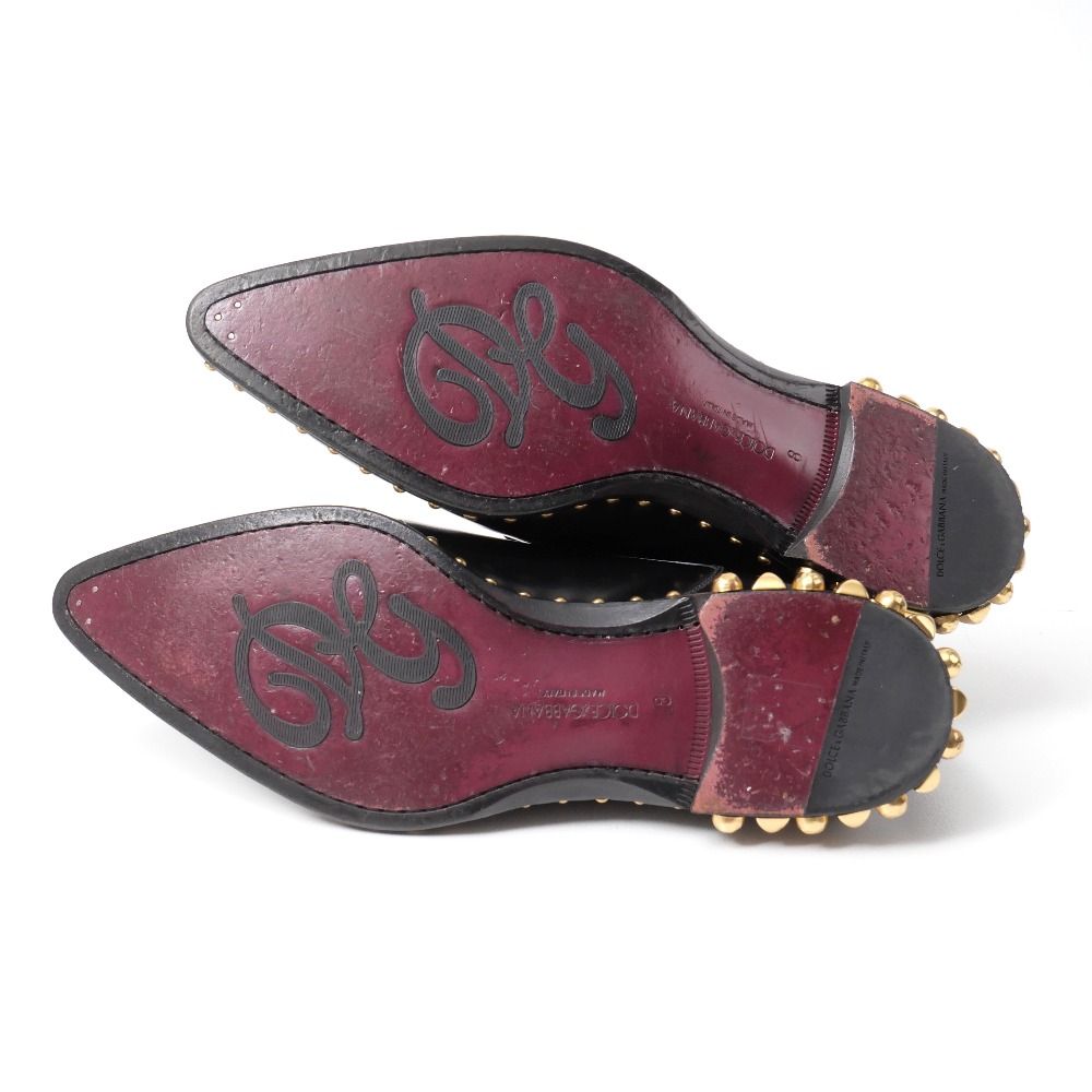 Dolce & Gabbana Dress Shoes 8 Studded Pointed Toe Leather — view 8