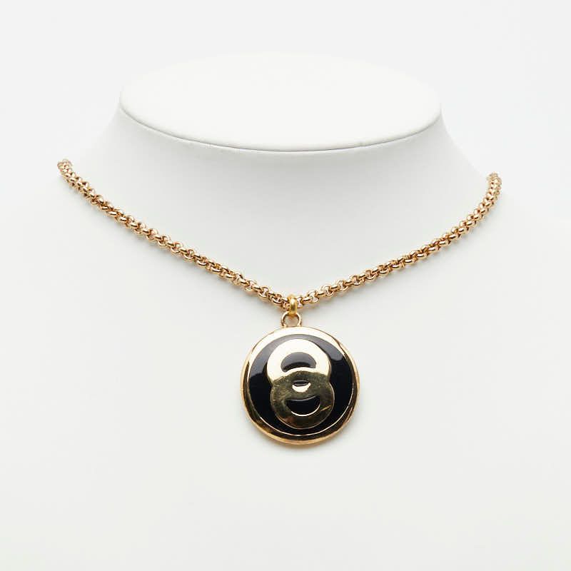 Celine Long Necklace Gold Black Plated Enamel — view 7