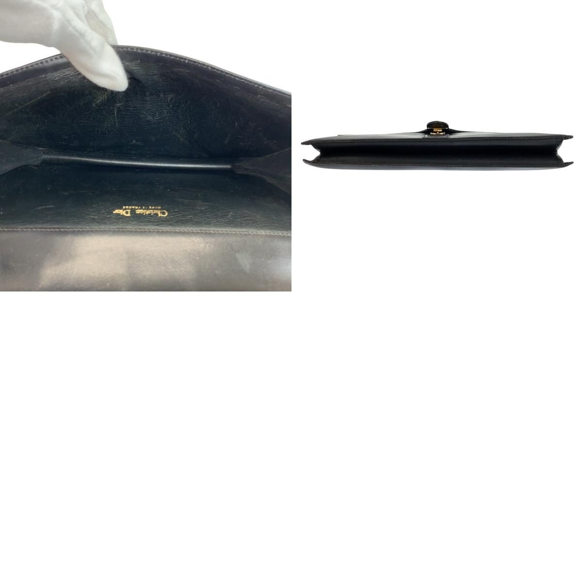 Dior Vintage Black Gold Leather Shoulder Bag — view 9