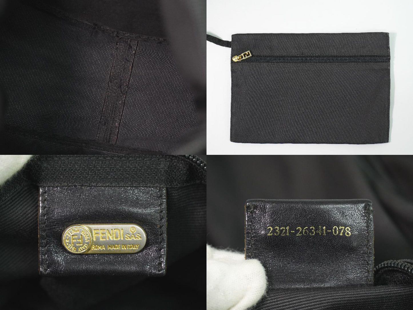 Fendi Canvas Shoulder Bag Pochette Black — view 9