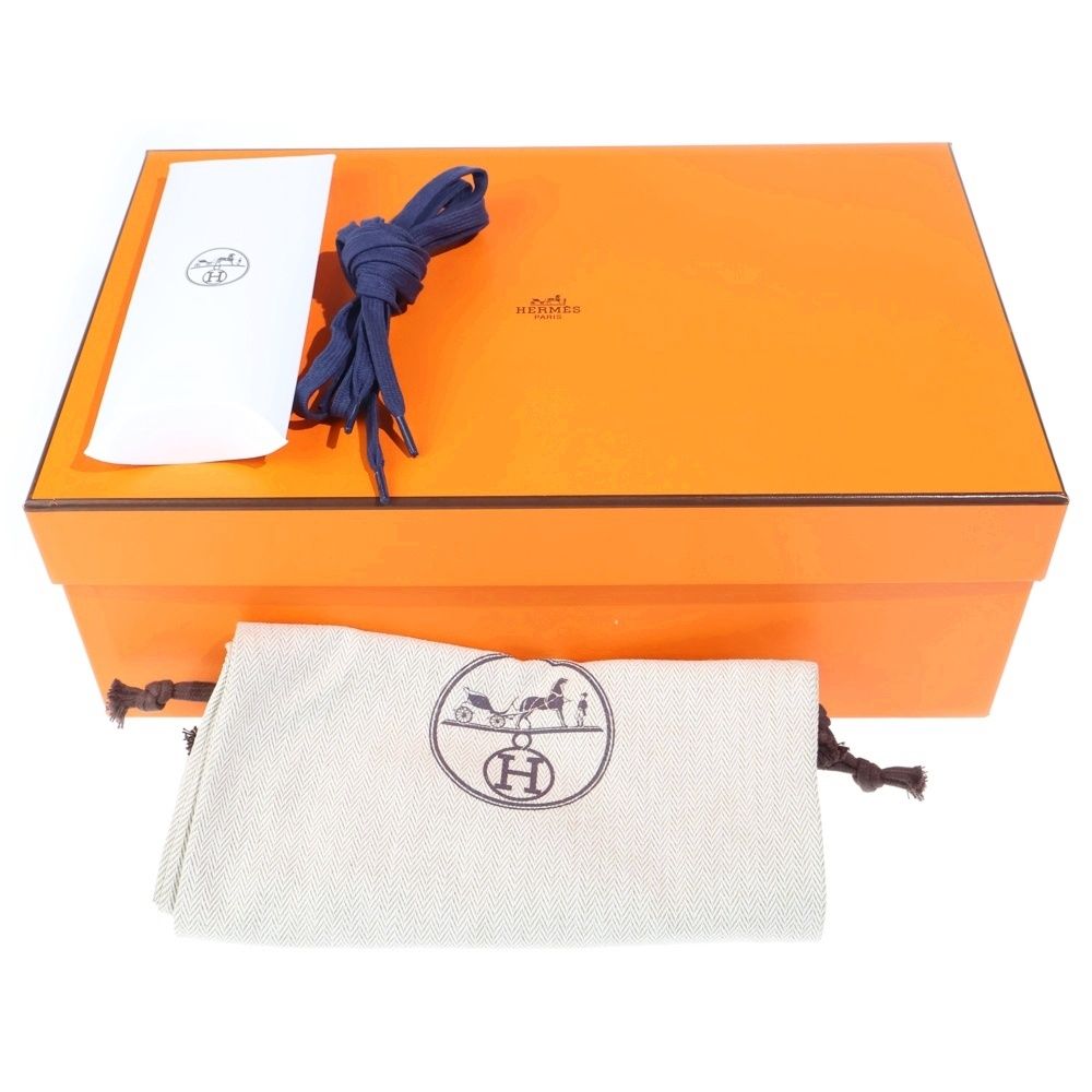 Hermes Impulse Chaine D'ancre Nylon Leather Lace Up Sneakers Navy — view 6
